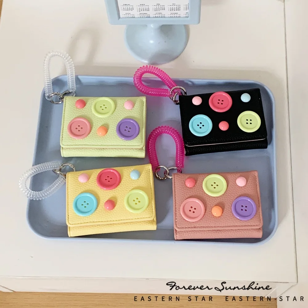 Korean Fashion New Dopamine Colorblock Minimalist Tri-fold Coin Purse for Women Girls Multi Color Premium Wallet Spring Cord