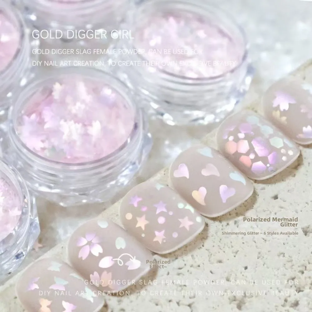 Heart Glitter Nail Art Glitter Flower Butterfly Pink Cherry Blossom DIY Nail Art Iridescent Prism Mermaid Sequins