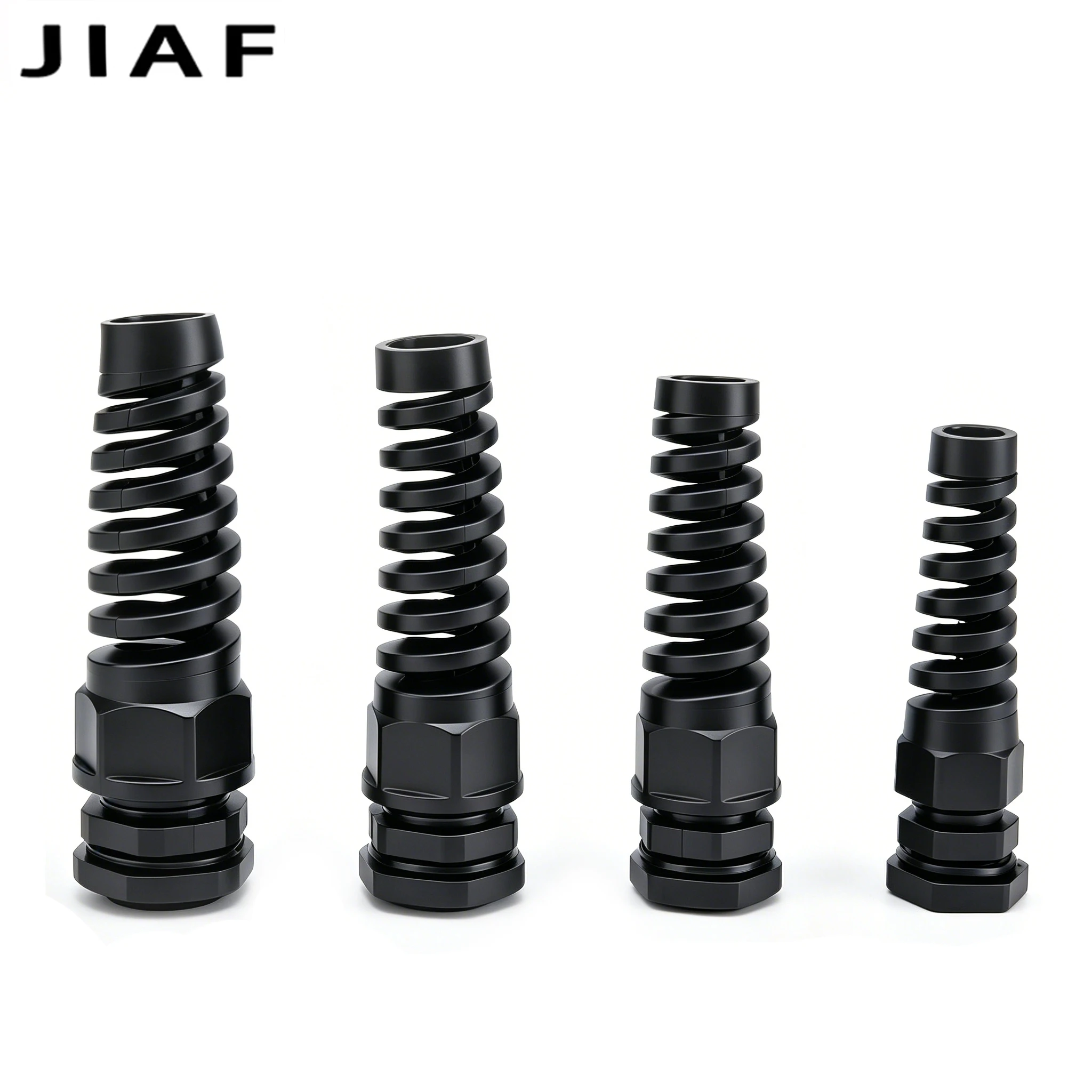 2/5PCS NPT G1/4 G3/8 NPT1/4 NPT1/2 Waterproof Anti-Bending Cable Gland Nylon Black Torsion Proof Spiral Relief Protector