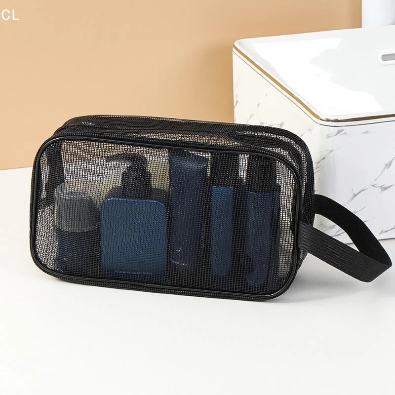 AttireTrovePortable Multifunctional Mesh Toiletry Organizer Bag, Large‑Capacity Cosmetic Storage Tote For Shower & Travel Use