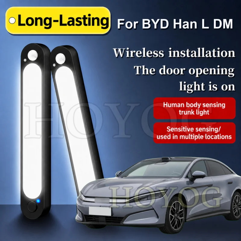 For BYD Han L DM 2025-2026 Car Trunk Light LED Lamp Motion Sensor Type C Charging Boot Cargo Light Sedan Interior Cabin