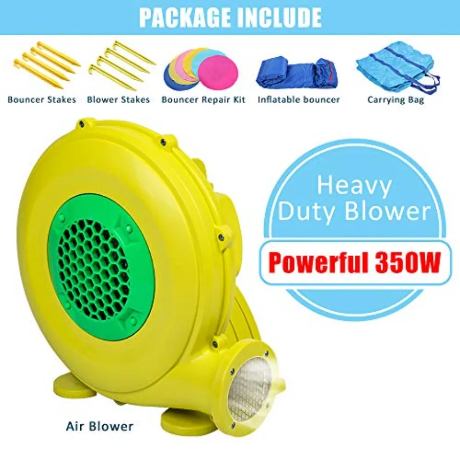 Inflatable Bounce House 3 in 1 Climbing Wall Large Jumping Area Bouncy House for Boys or Girls Including Carry Bag with 350W Ai