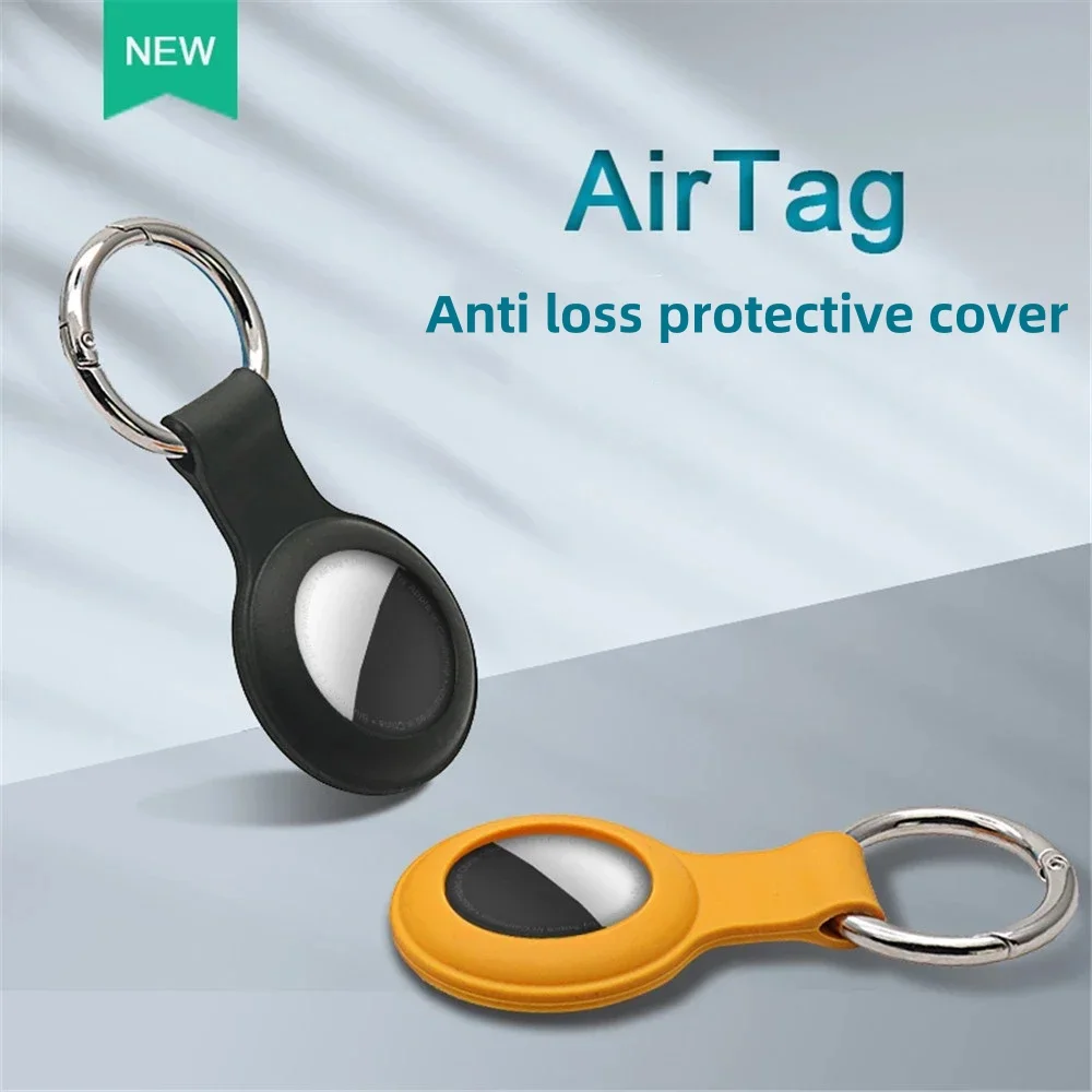 Liquid Silicone Protective Shell for Apple Airtags Case, Anti-Scratch Sleeve Keychain, Cover for Tracker Accessories