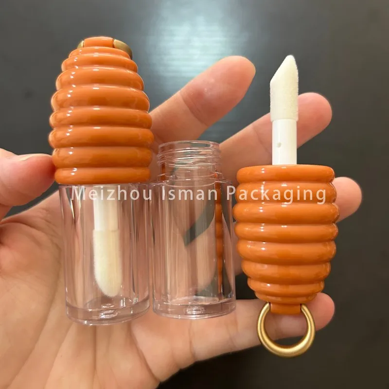 50 szt. Nowe Puste Buteleczki na Balsam do Ust w Kształcie Plastra Miodu z Dużym Aplikatorem Szczoteczki, Pojemniki na Kosmetyki, Opakowania na Olejek do Ust, 6 ml