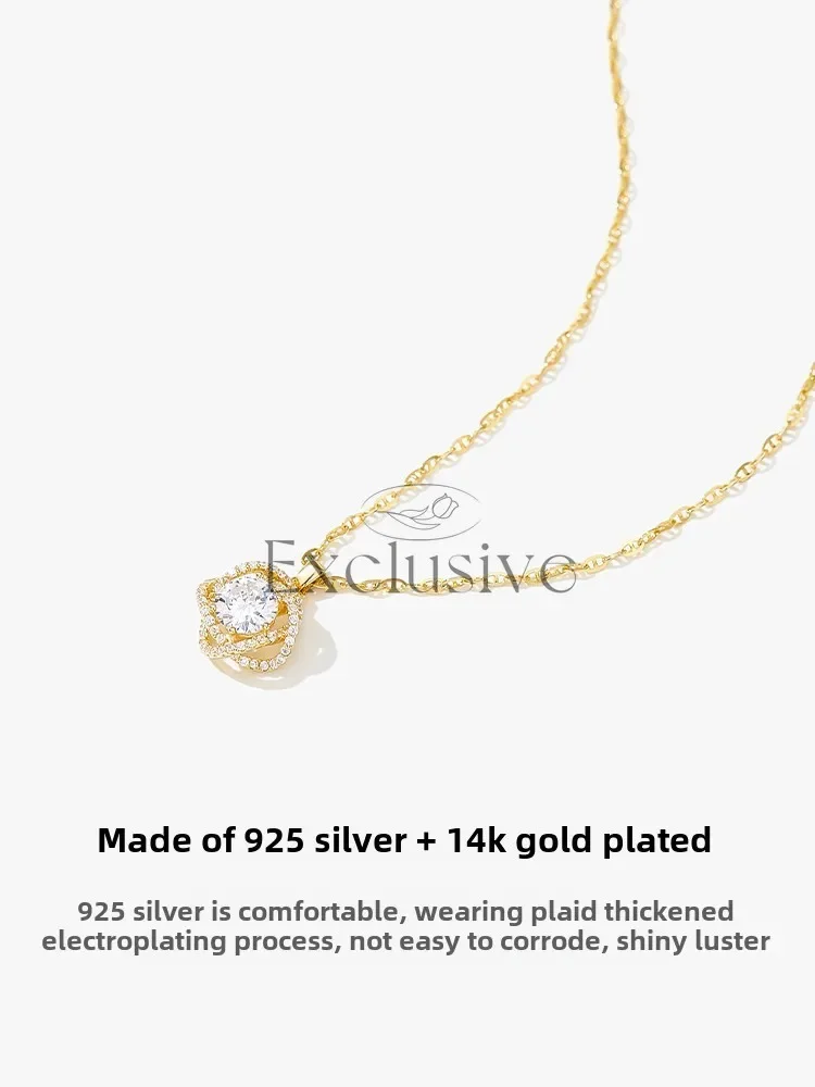 925 silver beating heart necklace women's light luxury niche collarbone chain