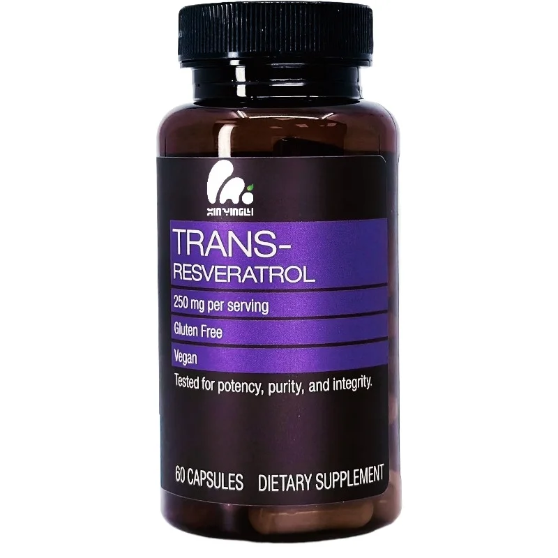 Trans Resveratrol 250mg, 60 capsules, 2 months supply, vegan anti-aging supplement