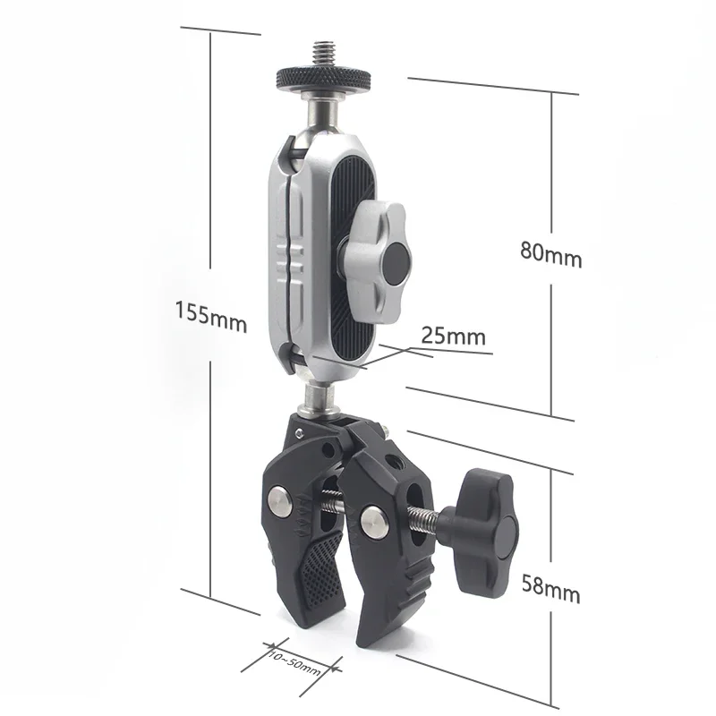 Quick Release Pipe Clamp 1/4'' - 20 Thread for GoPro Camera Mounts for Tripod Music Microphone Stand Pipe Bar Motorcycle Bike