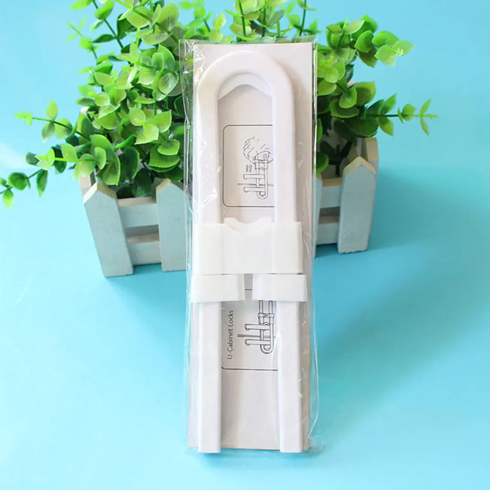 10Pcs U Shaped Childproof Latch Sliding Cabinet Lock Child Safety Lock ABS Sturdy Design for Kitchen Bedroom Furniture
