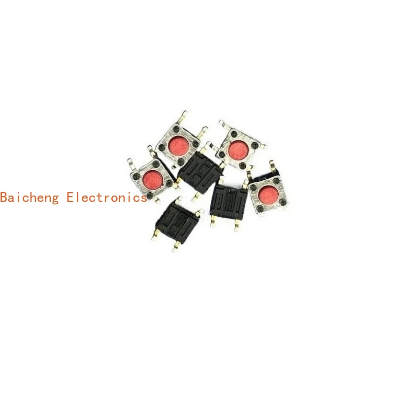 100PCS SMT 4-pin 6 * 6 * 4.3 touch micro button switch button triggers reset red head