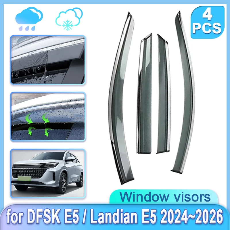 Déflecteurs de pluie et pare-soleil pour vitres de voiture Landian DFSK E5 Evolute i SPACE 2024 2025 2026 – Protection contre l'eau de pluie