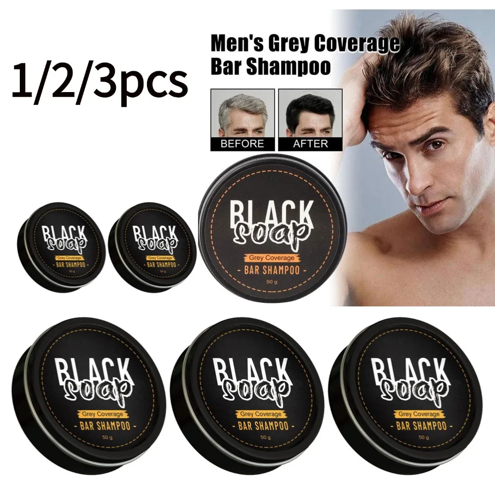1/2/3PCS Hair Darkening Shampoo Bar Soap Anti Dandruff Deep Beautiful Black Cleansing Nourishment Hair Improve Gray White Men