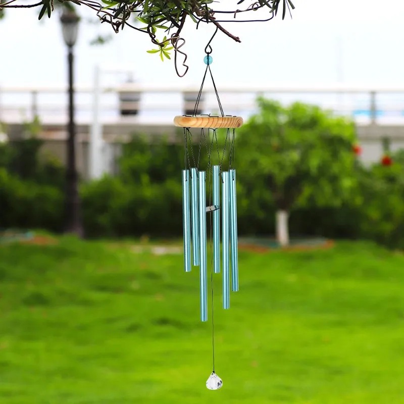 FAST-Handmade Aluminum Tube Bell-Blue Wind Chime 26 Inch-Metal Hanging Decor For Home And Garden