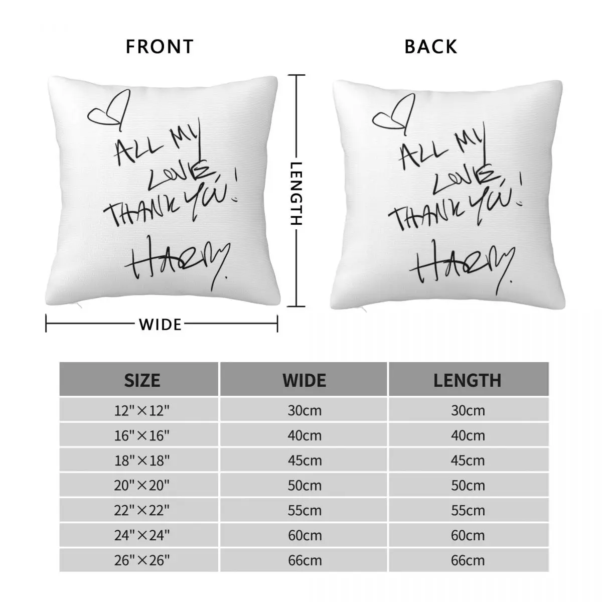 Autograph All My Love Square Pillowcase Polyester Linen Velvet Pattern Zip Decor Throw Pillow Case Home Cushion Cover