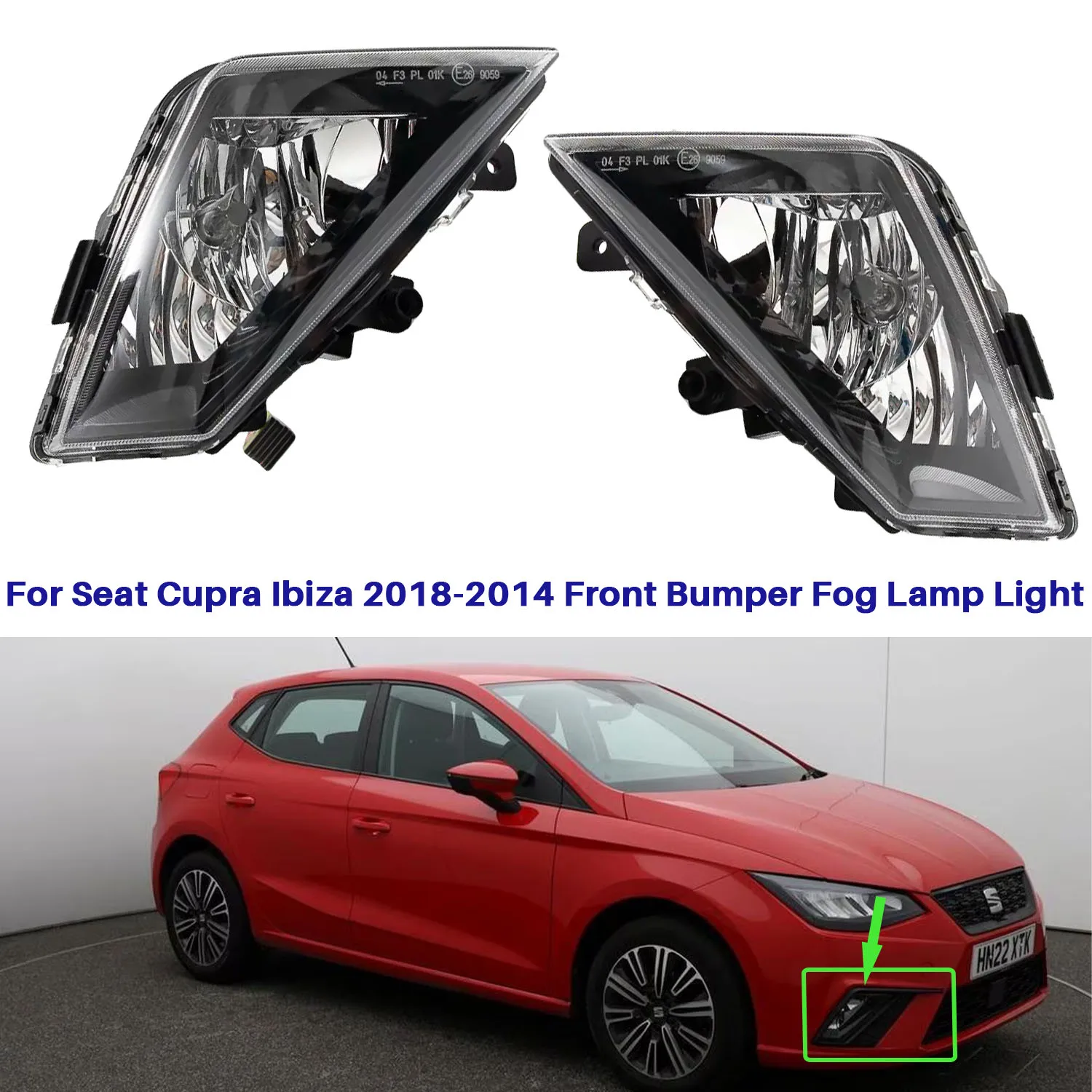 

Передний бампер, противотуманная лампа без лампы для Seat IBIZA 2018-2024 6F0941701A 6F0941702A, противотуманные аксессуары для автомобиля