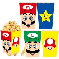 10pcs Super Marios Bros Popcorn Box Cartoon Snack Candy Box Container Party Decoration Birthday Christmas Wedding Supplies Gifts