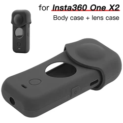 Coque en silicone et capuchon d'objectif pour appareil photo Insta ONE X2, étui de protection pour les lentilles du corps, capuchon anti-poussière, accessoire anti-rayures, Insta 360