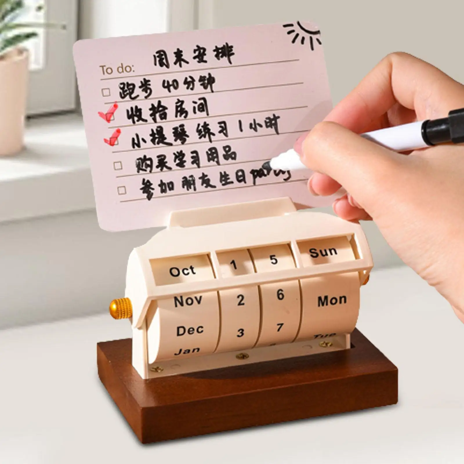 リビングルーム、テーブルカレンダー、日付表示、月の日、日付、ショップ、卓上、オフィス、学校のための古典的な回転カレンダー