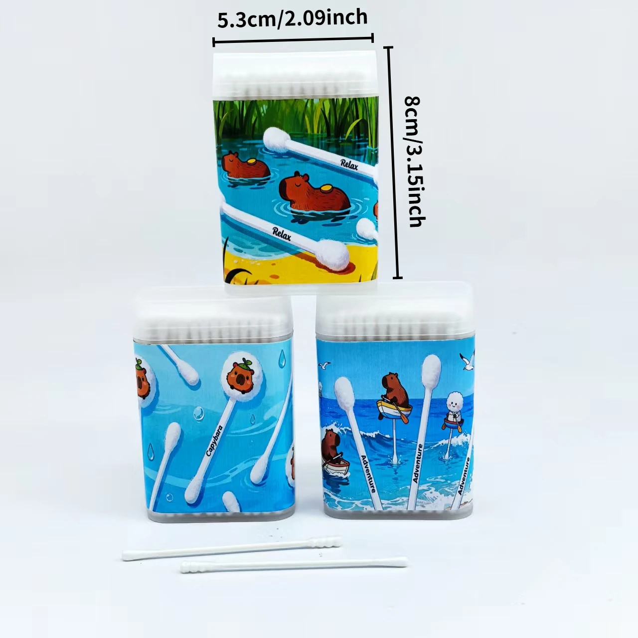 Tamponi di cotone a doppia testa con elemento Kapipbala da 300 pezzi con teste a spirale e teste rotonde e aste fini