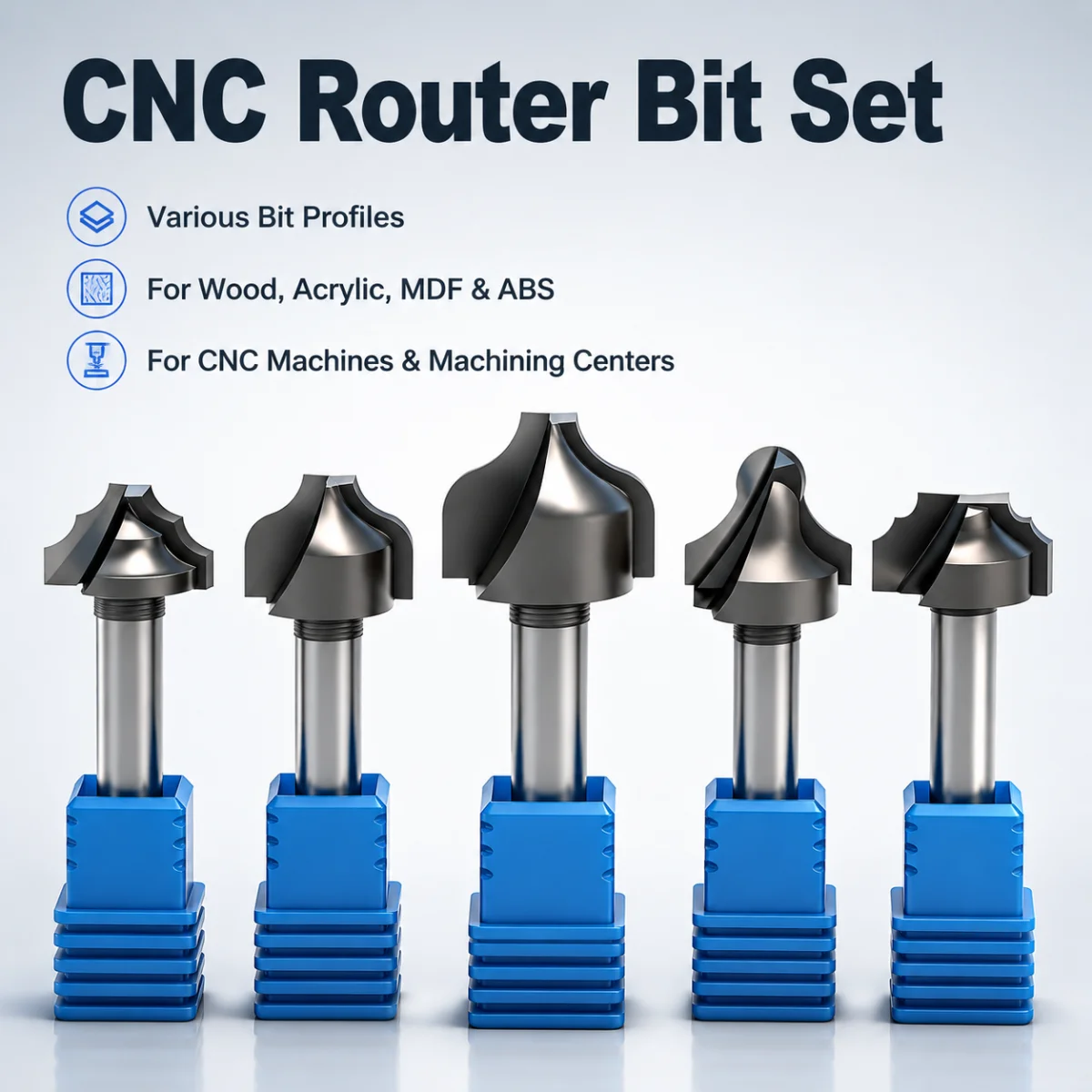 

5PC 6X16MM A, B, C, D, E Tungsten Steel Solid Carbide Roman Ogee Milling Cutter V-Shape CNC Router Bits Tool Set for Woodworking