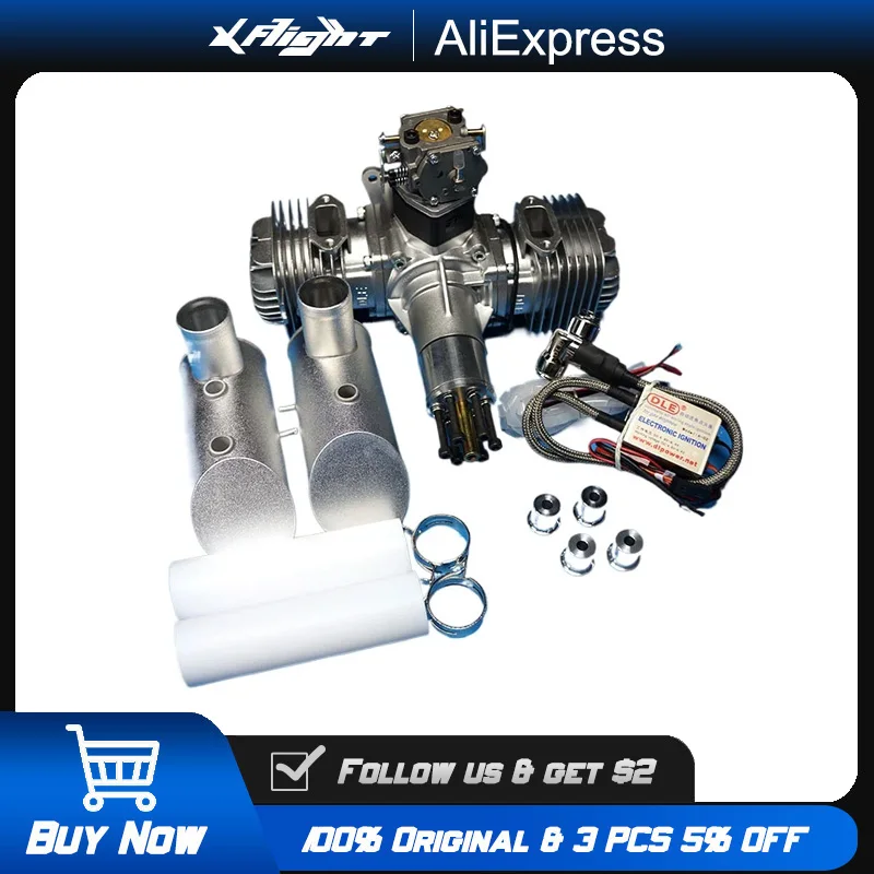 

DLE120 120CC Twin-Cylinder 2-Stroke Engine for RC Airplane - Side Exhaust, Hand Start & Natural Air-Cooled