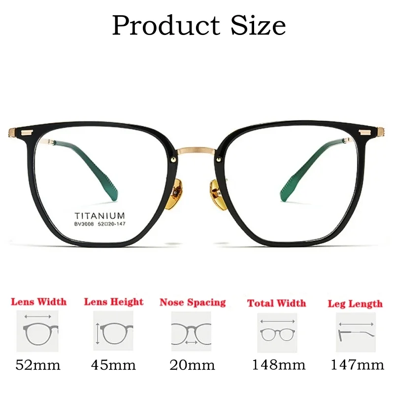 OLLYMURS Occhiali quadrati in titanio puro fMen Donna Occhiali ultraleggeri Comodi occhiali da vista ottici Cornice retrò TR90