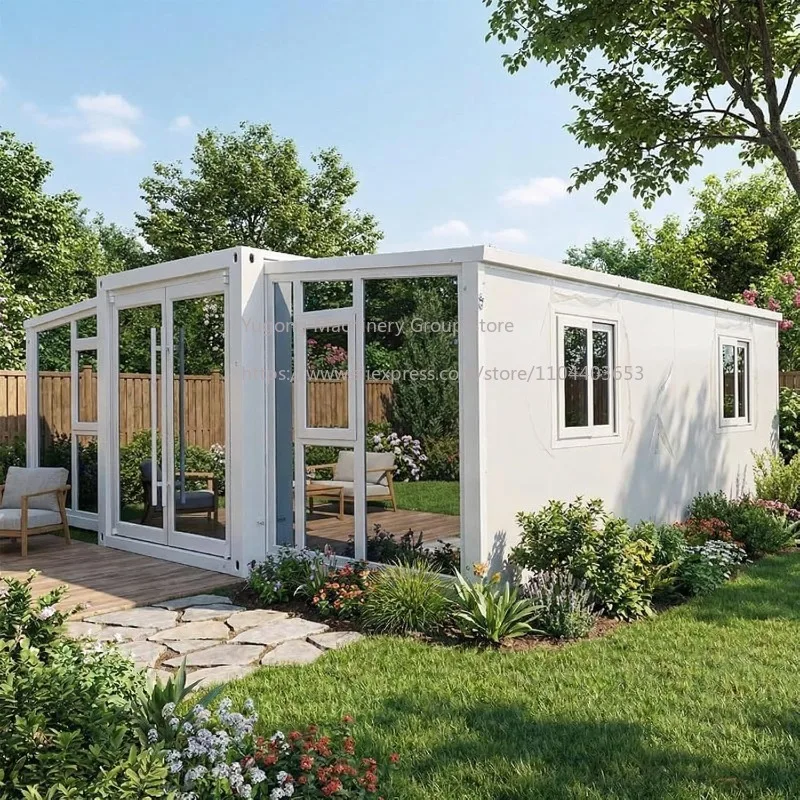 20ft Modular Tiny Home To Live Prefab Expandable House Foldable Cabin with 2 Bedroom Full Bath Kitchen 40ft Portable Container