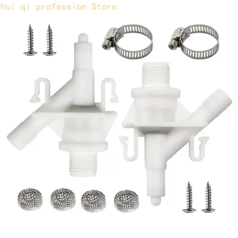 Spare Toilet Flush Water Part Pair 385311641, 2 Pack ABS Replacement with Threaded Side Outlet Bodies for Repair and Road Backup