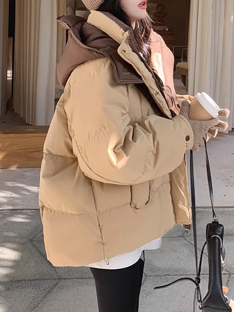 

plus Size Faionable Hooded Cotton Jaet Women's Thi Warm ort Bread Sle Outerwear Autumn Winter Commute Loose Fit