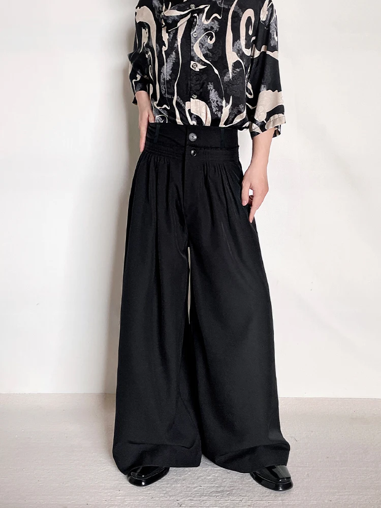 

BKYC Men's Summer New Arrival Vintage Minimalist Casual Loose Drapey Wide Leg Pants High Waist Pure Color Versatile Long Trou...