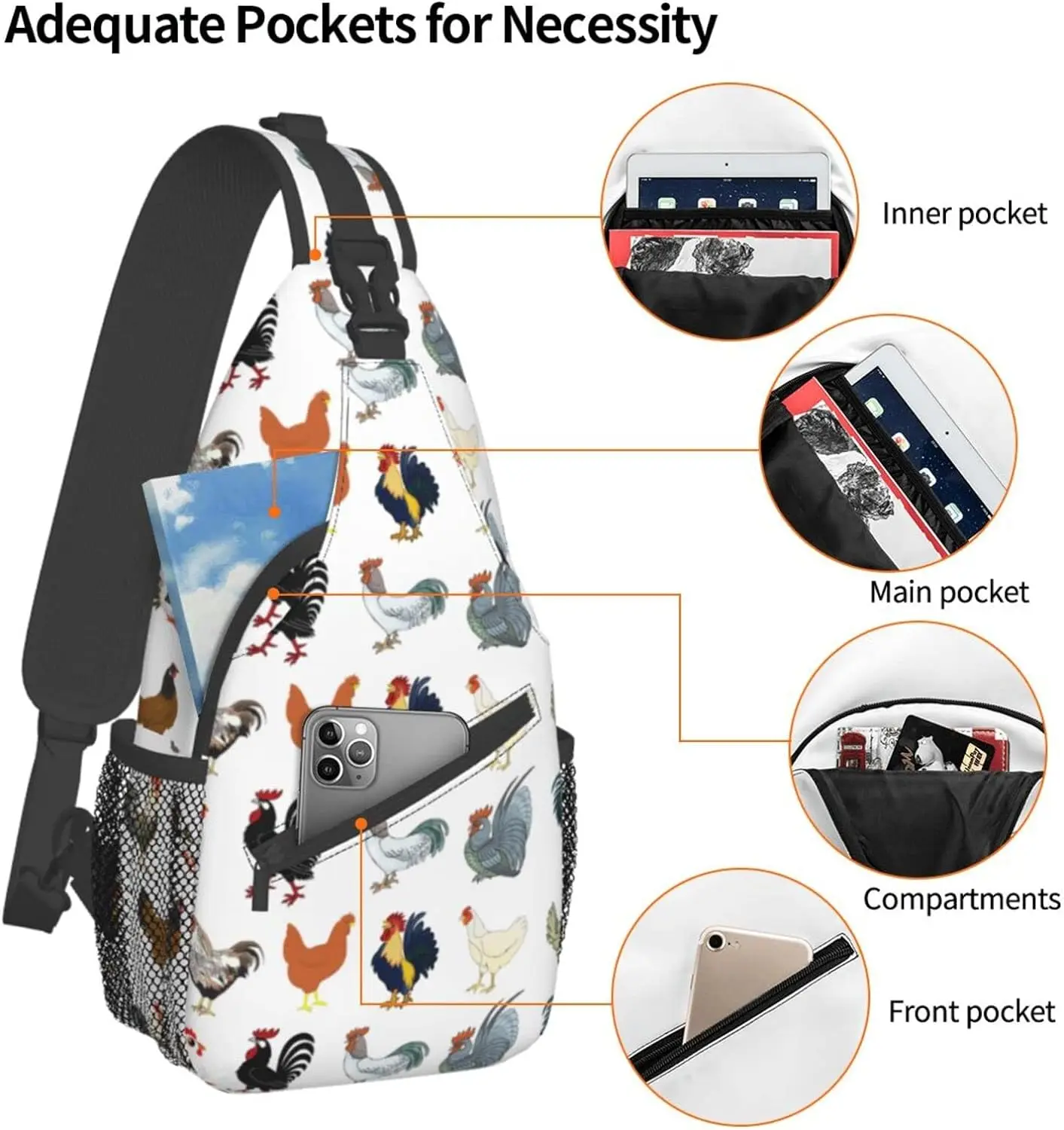 Tas dada untuk pria wanita tas selempang dompet Travel Hiking Sport Daypack dengan tali dapat disesuaikan tas bahu kecil