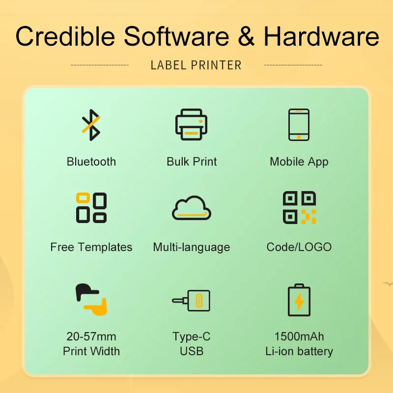 DETONGER DP26 Thermal Label Printer Portable Bluetooth Label Maker