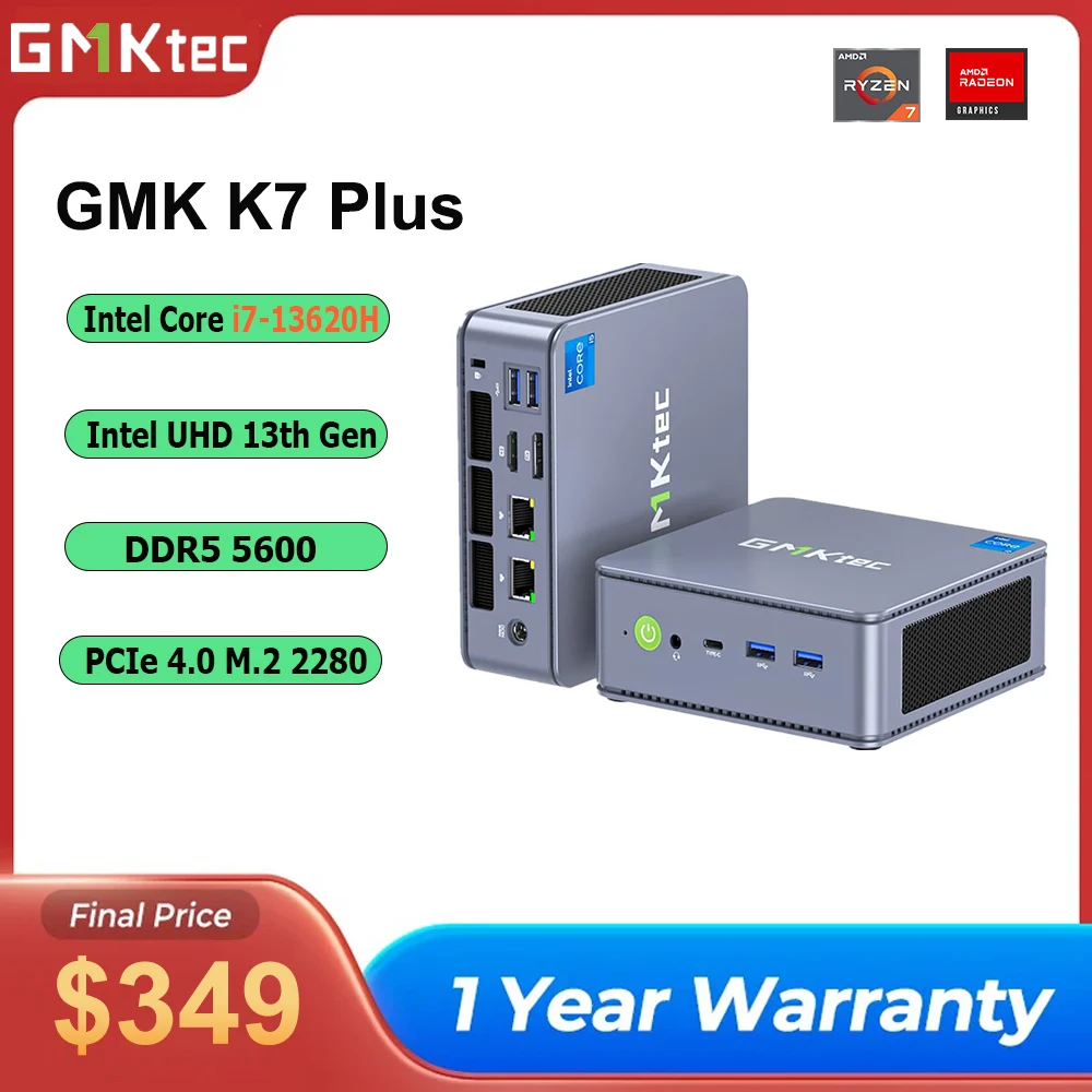 GMKtec K7 Plus Intel i7-13620H Gaming Mini PC 10-core 16-thread 16/32GB DDR5 512GB/1TB SSD Mini PC Gaming Desktop Computer PC