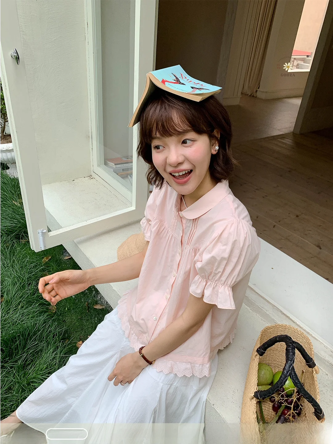 

Ретро-блузка в японском стиле из хлопка с рюшами, воротником «Питер Пэн», цветочным кружевом, женская летняя, свободного кроя, с эффектом «пузырьков»...