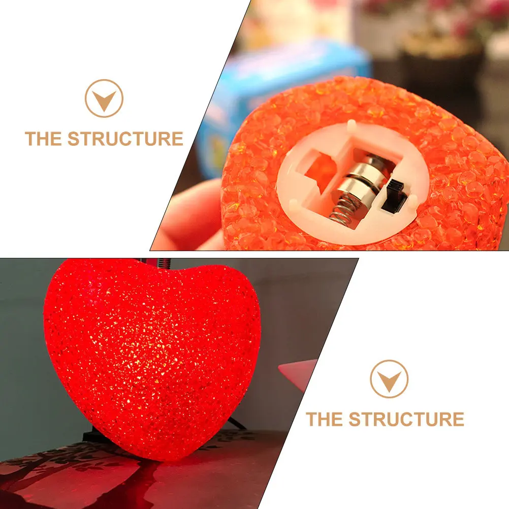 

2pcs Glowing Night Light For Flashing Kids Party Heart Night Lamp Favor Photo Prop Stage Performance Heart Shaped Lamp