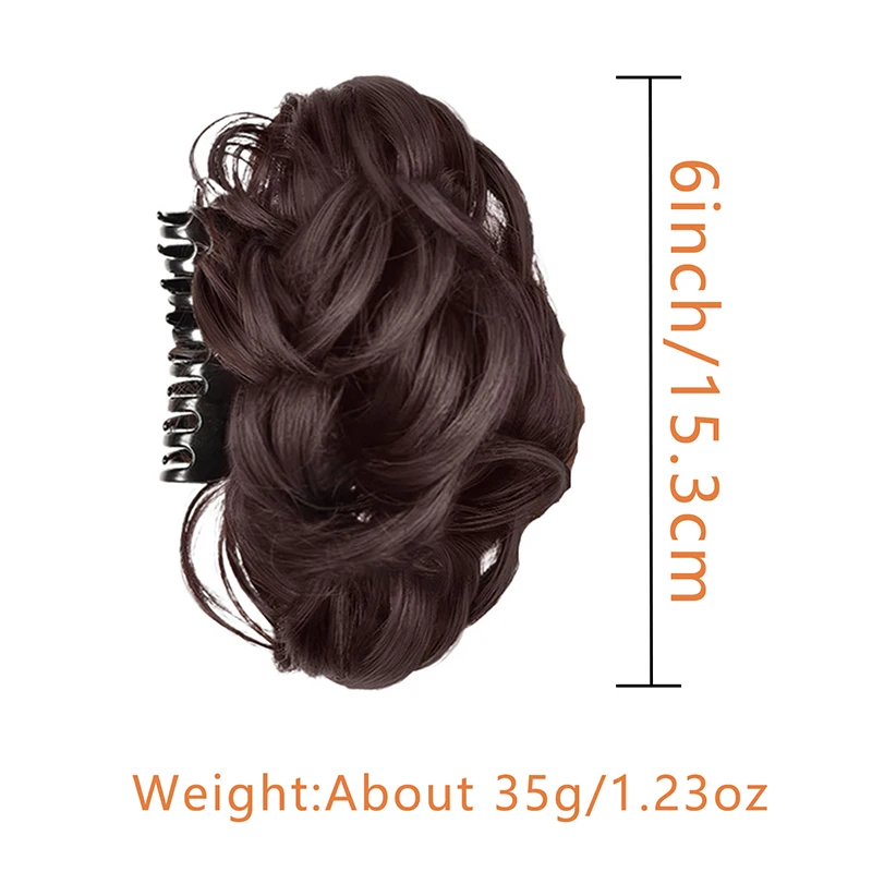 Short Curly Clip in Hair Buns Extensions Synthetic Wave Updo Bun Ponytail Daily Use Messy Curly Claw Hair Bun for Women