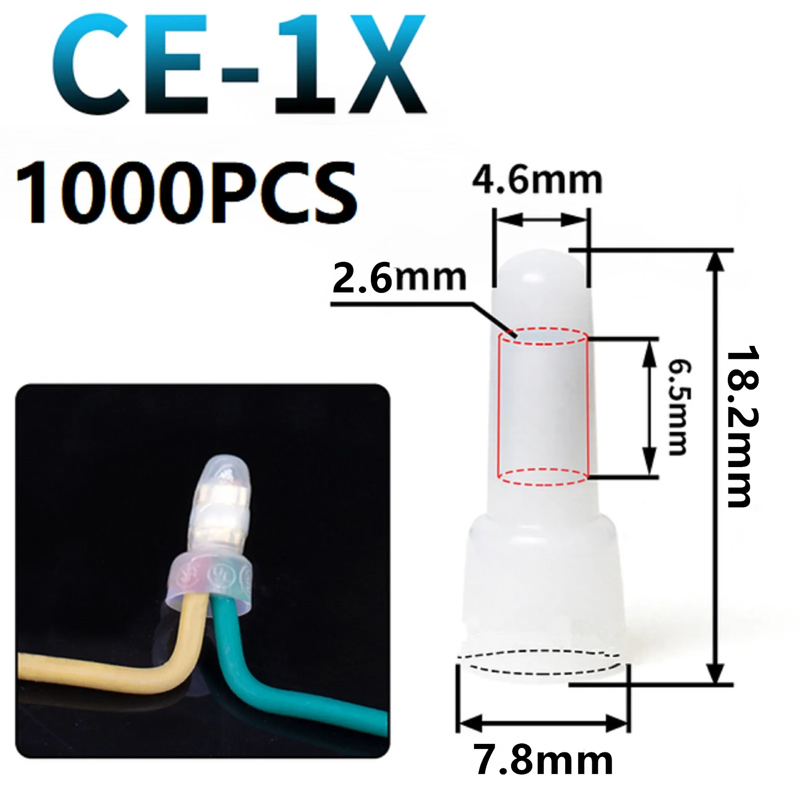 Conector de Terminal de Cabo de Fio Elétrico Tampas de Crimp Fechadas Ce1x Ce2x Awg 22-18 Awg 16-14 1000 Pcs