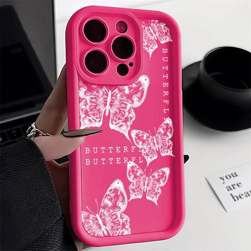 Painting Butterfly Phone Case For iPhone 11 Case iPhone 13 16 14 12 15 17 Pro Max XR 7 8 Plus SE Shockproof Soft Silicone Cover