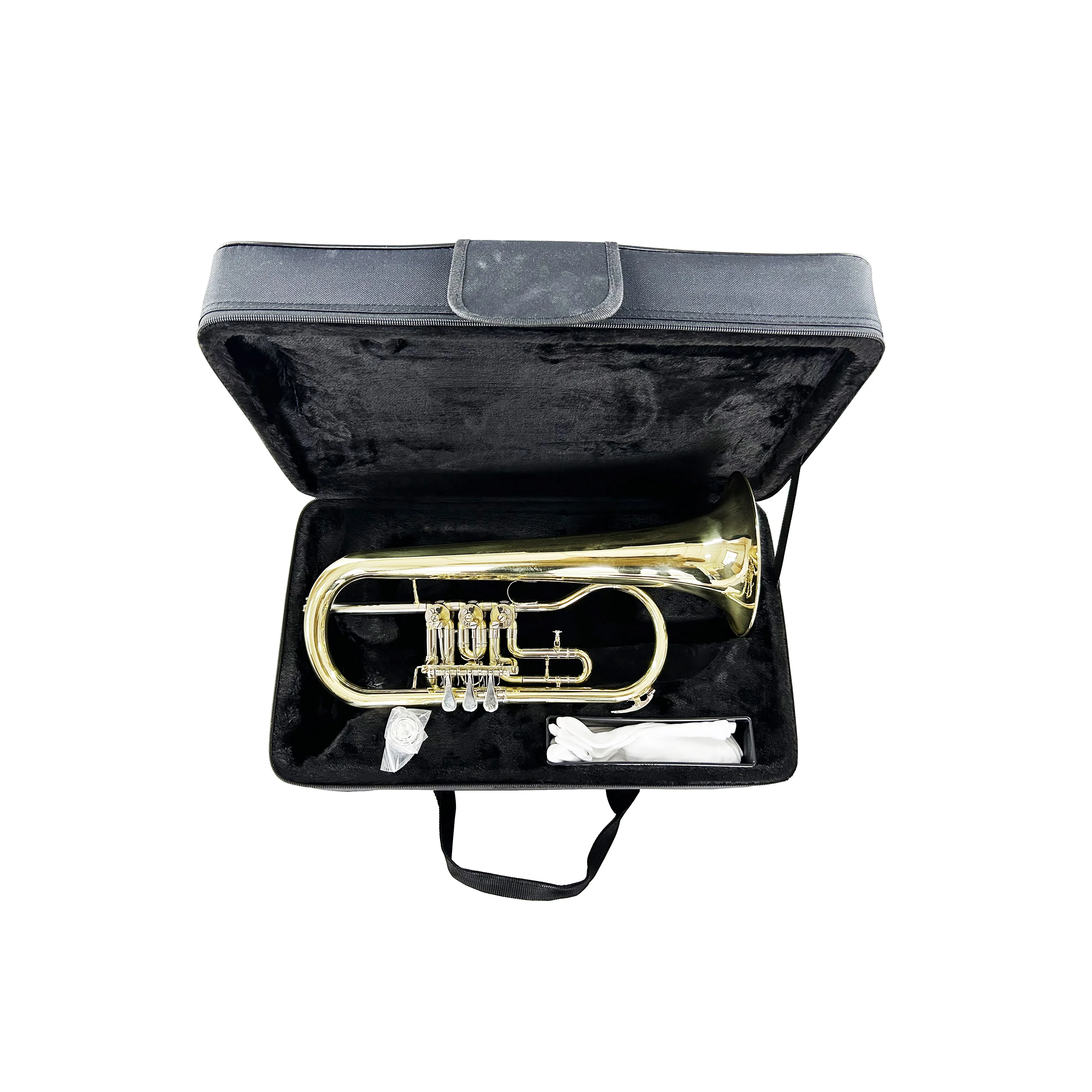 

Professional JYFG411 Gold Surface Brass Trumpet OEM Rotary Piston Wind Instrument With BB Tone Flugelhorn For Stage Player