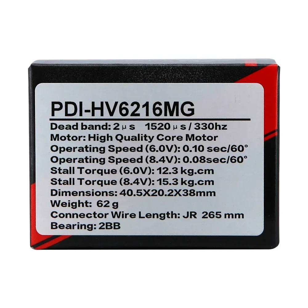 JX PDI-HV6216MG moteur à noyau servo numérique à couple élevé 15KG 8.4V engrenage métallique pour voitures télécommandées modèles d'avion
