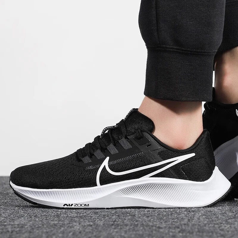 Nike Air Zoom Pegasus 38 Original Low Top Men's and Women's Casual Running Shoes Black and White Colorway