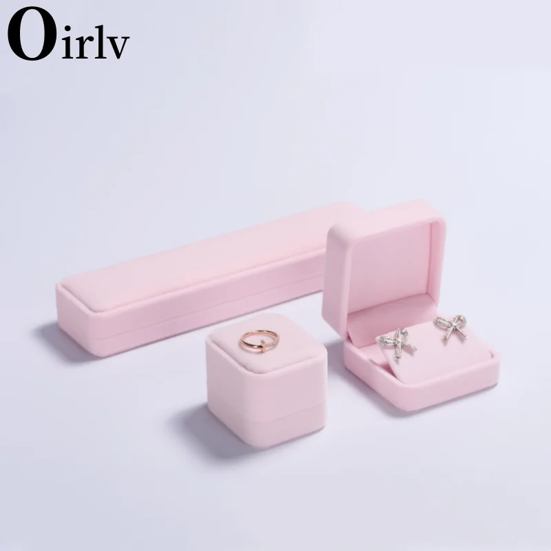 Oirlv Cute Velvet Ring Box Classical Ring Bearer Case Jewelry Gift Box for Engagement,Proposal,Wedding Box Storage Case