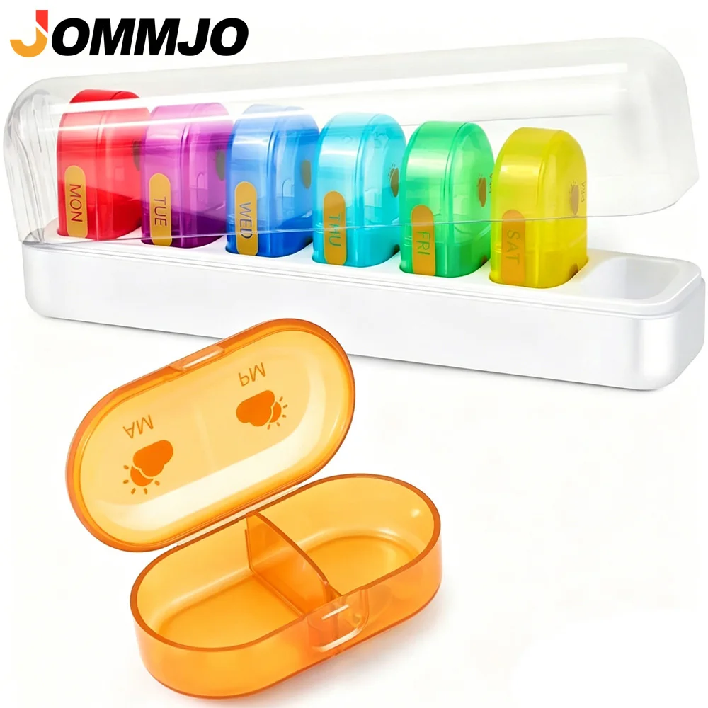 

1PC Weekly Pill Organizer 2 Times A Day, Large Opening AM PM Pill Box 7 Day, Portable Travel Case for Medication, Vitamins