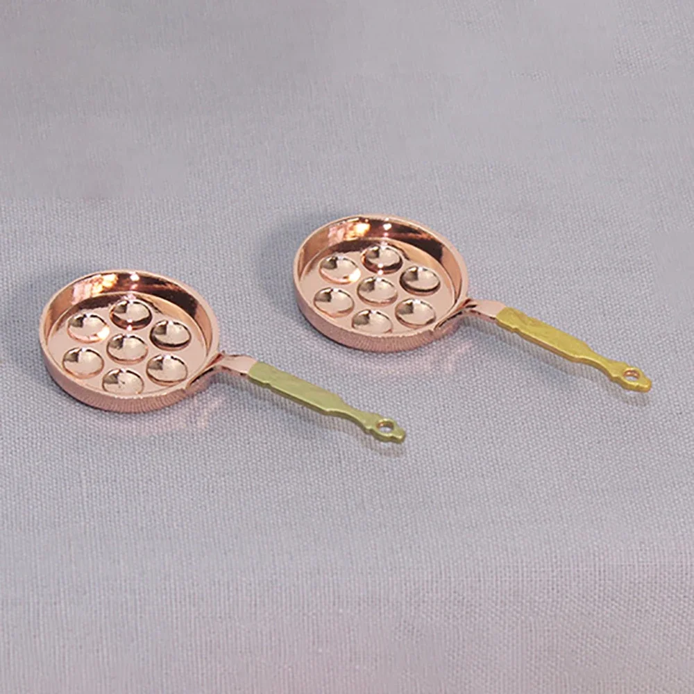 1/12 Dollhouse Accessories Mini Alloy Egg Frying Pan Miniature Kitchen Utensils Model for Doll House Decoration ob11 bjd