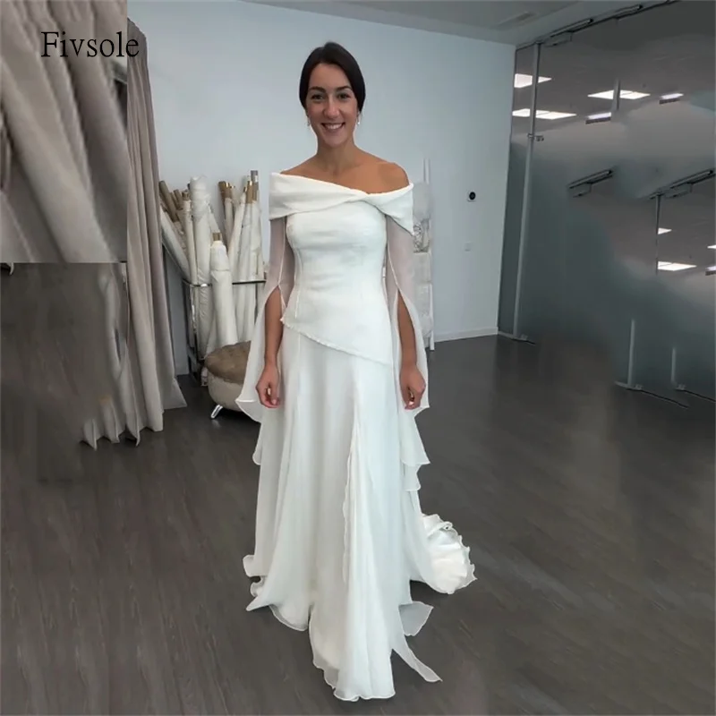 Fivsole قبالة الكتف ألف خط فستان الزفاف الأكمام مضيئة فساتين العروس طول الأرض فستان الزفاف vestidos de novia مخصص #1