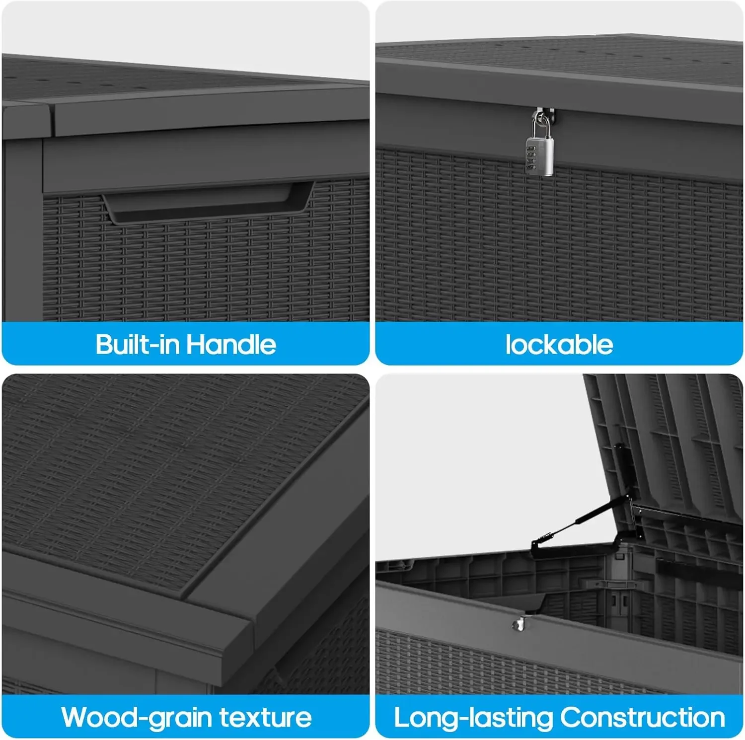 320-Gallon Outdoor Storage Box, Heavy-Duty Reinforced Resin Deck Box, Large Storage Bin with Lockable Lid, Waterproof Container