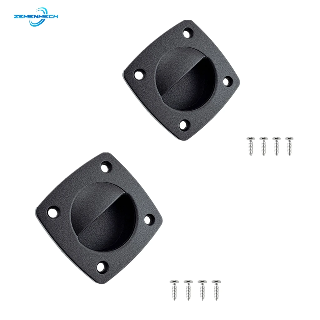 2PCS Boat Accessories Black Nylon Recessed Flush Sliding Door Handle Pull Square Latch Pull Handle Motorboat Marine Yacht Cabin