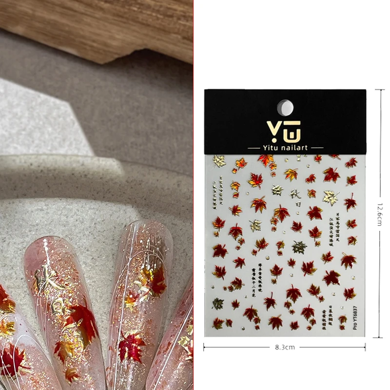 1Pcs Maple Leaf Autumn Nail Art Sticker Fashion Elegant Bronzing Gold Fall Leaves Red Leaf Nail Decals DIY Nail Art Decoration