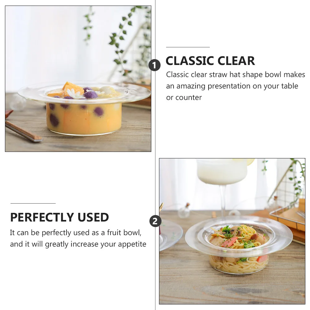 

1Pcs Straw Hat Bowl Design Fruit Serving Dessert Yogurt Kitchen Bowl Kitchen Glass Bowls