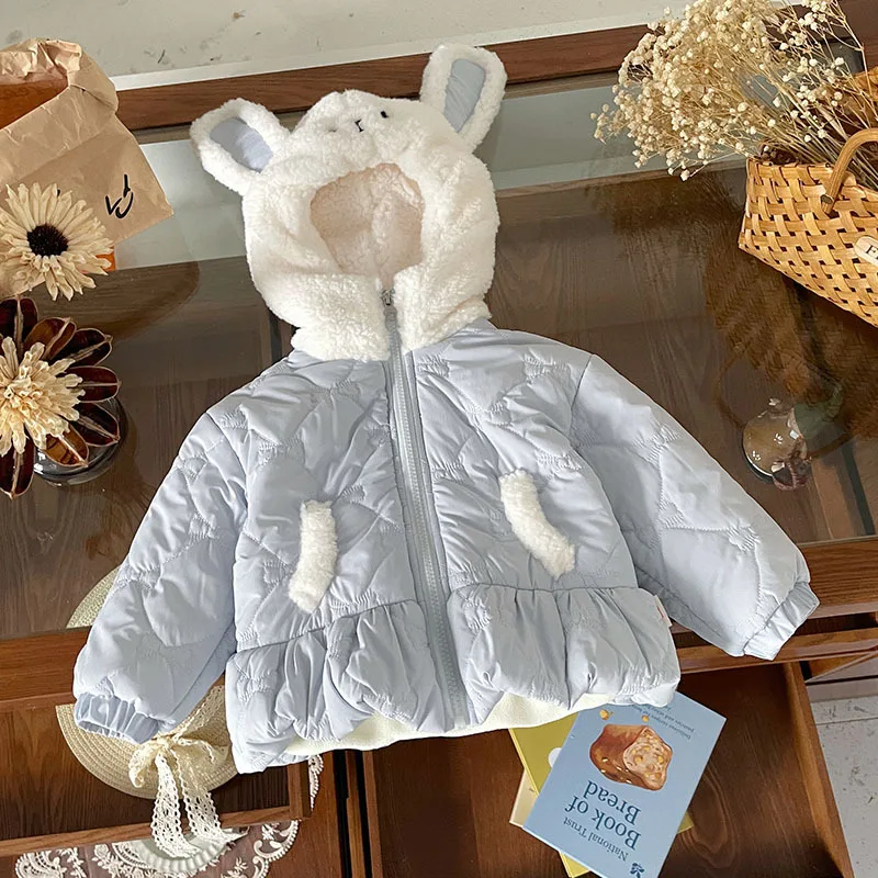 

Toddler Kids Girl Jacket 2025 Winter Hooded Thick Warm Casual Baby Girls Coat Lamb Woolen Children 1-6Y Girls Outerwear Coat