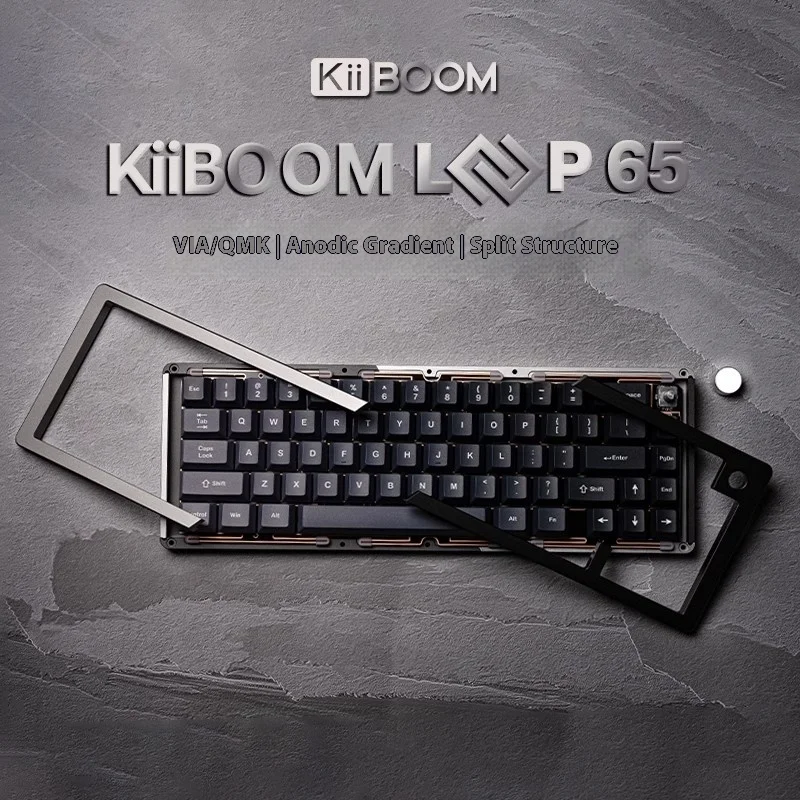 Imagem -02 - Kiiboom-personalizado Teclado Mecânico sem Fio Três Mode Gasket Split Rgb Liga de Alumínio Suporte Via Qmk Acessórios Loop65